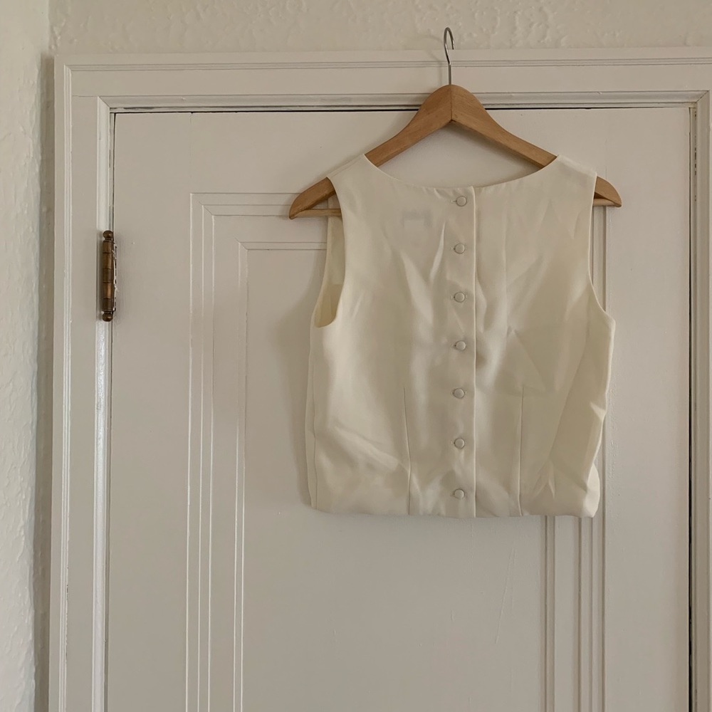 Vintage Cream Button-Back Crop Top